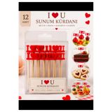ANC 12 Adet I Love You Kalpli Sunum Kürdanı – Meyve Pasta Kurabiye Kanepe Kokteyl Parti Süsü