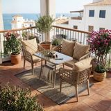 Ancam Online Cunda Rattan Balkon-Bahçe Mobilyası (2-1-1) Açık Kahve-Bej Minder - Açık Kahverengi