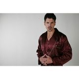 ANCELO 333 SATEN PİJAMA TAKIM VE ROBDÖŞAMBR 3LÜ DAMAT ÇEYİZ SET BORDO 2XL