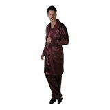 ANCELO 333 SATEN PİJAMA TAKIM VE ROBDÖŞAMBR 3LÜ DAMAT ÇEYİZ SET BORDO XL