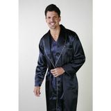 ANCELO 333 SATEN PİJAMA TAKIM VE ROBDÖŞAMBR 3LÜ DAMAT ÇEYİZ SET LACİVERT 2XL