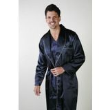 Ancelo 333 Saten Pijama Takım Ve Robdöşambr 3lü Damat Çeyiz Set Lacivert-s