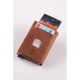 Ancora Leather Hakiki Deri Crazy Deri Erkek Cüzdanı Otomatik Kartlık Mekanizmalı Çıt Çıtlı Taba