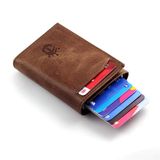 Ancora Leather Hakiki Deri Crazy Mekanizmalı Kartlık Otomatik Erkek Cüzdanı Maximum Kapasite Kahve