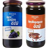 Ancora Life 2'li Avantaj Paketi - Keçiboynuzu Özü, Kara Üzüm Özü - Şeker İlavesiz Soğuk Sıkım 640 Gr x 2 Adet