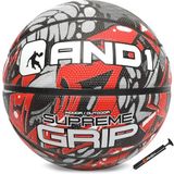 AND1 Supreme Grip Basketbol: Resmi Yönetmelik Boyutu 7 (74,9 cm) Kauçuk Top - Derin Kanal İnşaat Sokak Topu, İç ve Dış Mekan Oyunları için Üretilmiştir