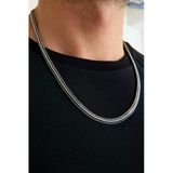 Anda 925 Ayar Gümüş Oksitli Yassı Balık Sırtı Tilki Kuyruğu Kolye 6 Mm Genişlik 60 Cm Uzunluk