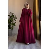 ANDE Kolu Fırfırlı Elbise - Bordo