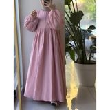 Ande Tesettür Classic Müslin Elbise-Toz pembe - Standart