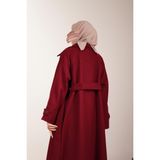 Ande Tesettür Düğmeli Kloş Kaban - Bordo - 2