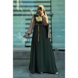 Ande Tesettür Ganimet Elbise-Zümrüt yeşil - L - XL