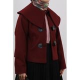 Ande Tesettür Geniş Yaka Kaşe Ceket - Bordo - 1