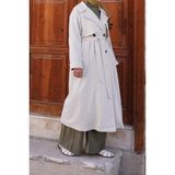 Ande Tesettür Rüzgarlıklı Keten Trençkot - Natural - Natürel - 2