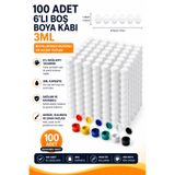 andelart 100 Adet 6’lı Boş Boya Kabı 3ML – Akrilik & Hobi Boyası Saklama Kapları | Sızdırmaz, Dayanıklı, Ekonomik Set
