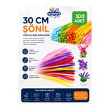 andelart 100’lü Ekonomik Renkli Şönil - 30 cm Tüylü Esnek Tel Çubuklar - Okul Öncesi Etkinlik ve Sanat Seti
