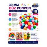 andelart 30 mm Büyük Boy Renkli Ponpon - 50’li Karışık Renk Paket - Okul Öncesi Etkinlik ve Sanat Malzemesi