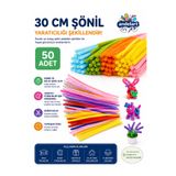andelart 60’lı Renkli Tüylü Şönil Seti - 30 cm Esnek Tel Çubuklar - Okul Öncesi Etkinlik ve Sanat Malzemesi