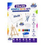 andelart Mini Masa Şövaleli Resim Boya Seti | Tuval, Akrilik Boya, Resim Verniği, Palet, Su Kabı ve Fırça Hobi Sanat Seti