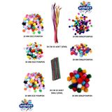 andelart Renkli Pon Pon 10 20 30 mm düz şönil ve simli şönil Metalik ve Ana Renkler Seti