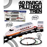 AnDen Toys 40 Parça Pilli Işıklı 308 cm Hızlı Tren Seti