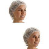 Andhose Kozmetik Tek Kullanımlık Bone Tela Beyaz 100 Adet x 2'li Set,beyaz Tela Bone,tela Saç Bonesi,saç Bandı,bone
