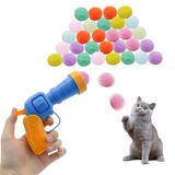 Andiker Kedi Oyuncak Topları Seti, 30 adet Peluş Kedi Pom Pom Topları ve Plastik Kedi Getirme Oyuncak Launcher Seti Kedi Yakalama ve Getirme için İnteraktif Kedi Oyuncağı Kapalı Kedi Topları ile