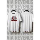 Andımız ve Türk Bayrağı Baskılı Bisiklet Yaka Geniş Kalıp Unisex Tshirt - Beyaz