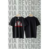 Andımız ve Türk Bayrağı Baskılı Bisiklet Yaka Geniş Kalıp Unisex Tshirt - Siyah