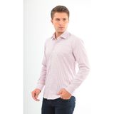 Andino Slimfit Beyaz Bordo Kareli Erkek Gömlek Likralı Dar Kesim Yapısıyla AS045085/09 - XL - Bodro