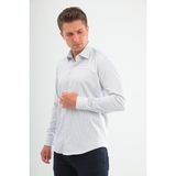 Andino Slimfit Beyaz Lacivert Kareli Erkek Gömlek Likralı Dar Kesim Yapısıyla AS045085/19 - 2XL
