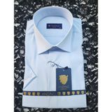 Andino Slimfit Kısa Kol Erkek Gömlek Likralı Dar Kesim Yapısıyla - Mavi - XL
