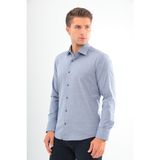 Andino Slimfit Lacivert Desenli Erkek Gömlek Likralı Dar Kesim Yapısıyla AS0710704-07 - XL - Melanj Koyugri