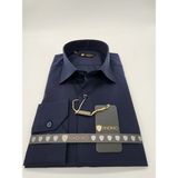 Andino Slimfit Lacivert Erkek Gömlek Pamuk Polyester Dar Kesim Yapısıyla AS09K506A-4010 - XL
