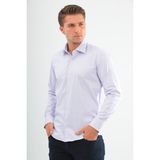 Andino Slimfit Lila Ince Çizgili Erkek Gömlek Likralı Dar Kesim Yapısıyla AS042075-09 - 2XL - Mavi