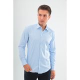 Andino Slimfit Mavi Ince Çizgili Erkek Gömlek Likralı Dar Kesim Yapısıyla AS042075-13 - XL - Lila