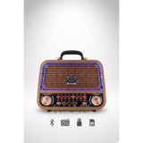 Andone Yeni Model Ledli Nostaljik Ahşap Görünümlü Bluetoothlu Radyo SD Kart Ve USB Özellikli Mp3 Çalar