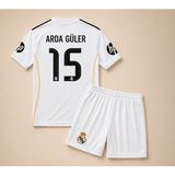 Andream Arda Güler Real Madrid 2025/26 Yeni Sezon Çocuk Futbol Forması Forma Şort Çorap Bileklik 4 Parça - 11 - 12 Yaş - Beyaz
