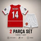 Andream Arsenal Henry Çocuk Futbol Forması Forma Şort 2 Parça - 9 - 10 Yaş - Mavi