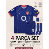 Andream Arsenal Henry Çocuk Futbol Forması Forma Şort Çorap Bileklik 4 Parça Mavi - 7 - 8 Yaş - Lacivert