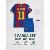 Andream Barcelona Neymar Çocuk Futbol Forması Forma Şort Çorap Bileklik 4 Parça - 7 - 8 Yaş - Bordo