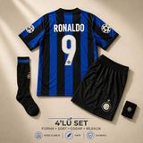 Andream Inter Milan Ronaldo 9 Çocuk Futbol Forması Forma Şort Çorap Bileklik 4 Parça - 9 - 10 Yaş - Lacivert