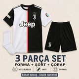 Andream Juventus Cr7 Ronaldo Siyah Beyaz Çocuk Futbol Forması Forma Şort Çorap 3 Parça - 13 - 14 Yaş