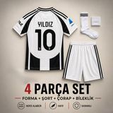 Andream Juventus Kenan Yıldız Çocuk Futbol Forması Forma Şort Çorap Bileklik 4 Parça - 11 - 12 Yaş - Beyaz