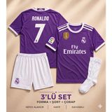 Andream Real Madrid Ronaldo 7 Mor Çocuk Futbol Forması Forma Şort Çorap 3 Parça - 11 - 12 Yaş
