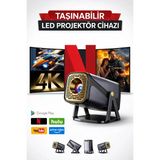 Android Taşınabilir Projeksiyon Cihazı Ev Sinema Sistemi 4K Destekli Ultra Hd - Siyah