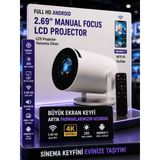 Android Wifi 4K Uhd Projektör 2.69 İnç Lcd 2.4G+5G Projeksiyon Kumandalı Ev Sinema Sistemi