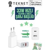 Android/iphone/tablet/samsung Uyumlu 33W Pd Type-C / Type-A Hızlı Çoklu Şarj Adaptörü Aleti - Beyaz