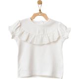 Andy Wawa AC21753 Ekru 1-3 Ay Kız Bebek Önden Fırfırlı Detaylı Beyaz T-Shirt
