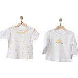 Andywawa AC21577 9 12 Ay Kız Bebek Civciv Desenli Beyaz Tshirt