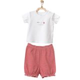 Andywawa AC21670R Kız Bebek Kırmızı Çizgili Alt Üst Şort Takım
